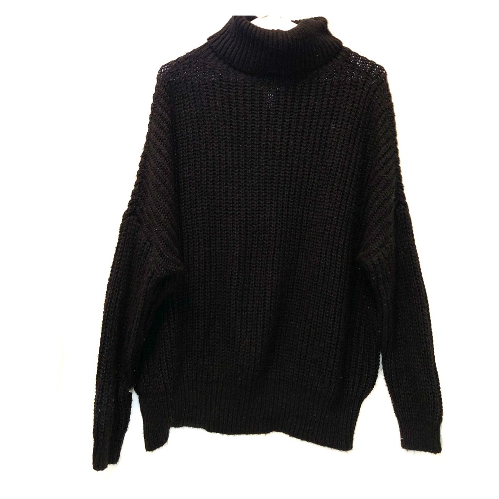 Leith Black waffle knot Turtleneck Sweater